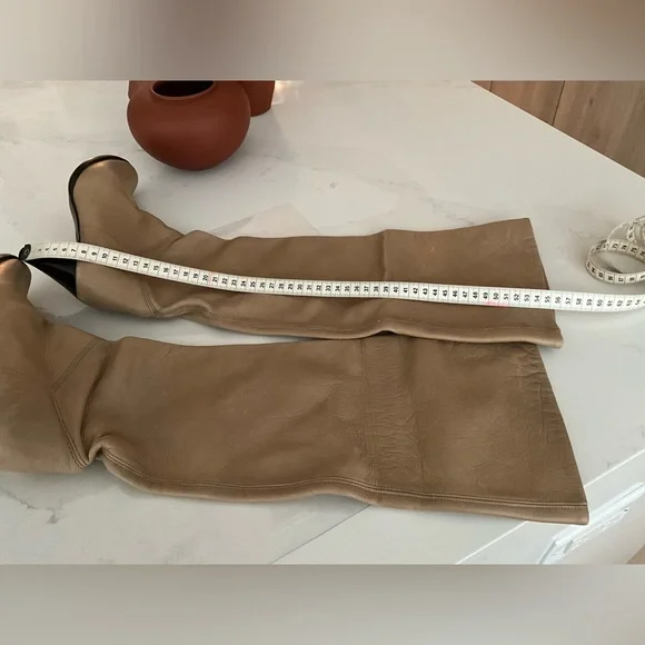 L’autre Chose Leather Knee High pull on boots, soft taupe leather,EU38/ US 7.5 - Picture 9 of 12